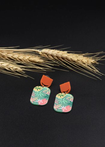 گوشواره مستطیل، طرح گل
