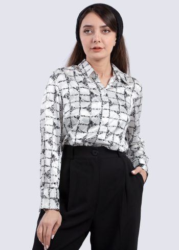 شومیز ساتن طرح چهارخانه