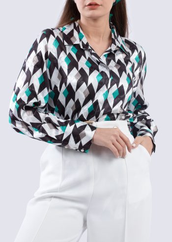شومیز ساتن زنانه خشتی